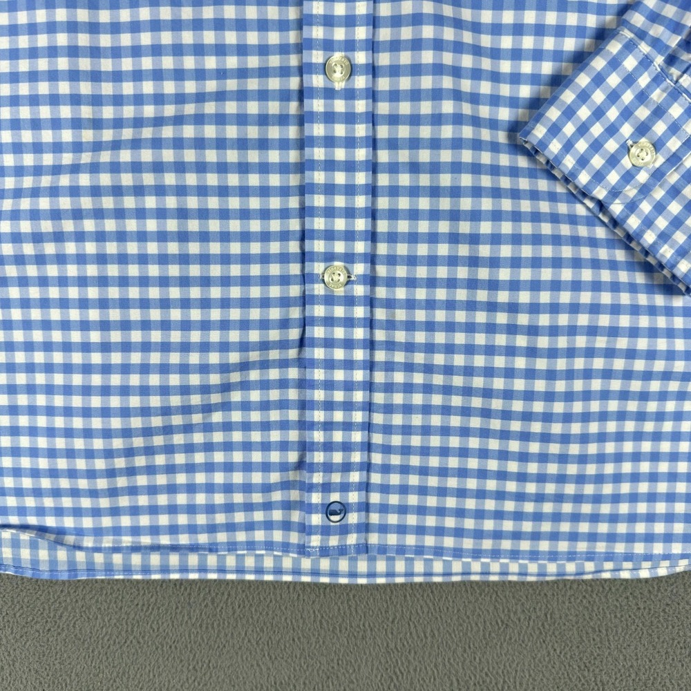 Vineyard Vines Shirt Mens XL Blue Gingham Skysail On the Go Performance Brrr - Picture 5 of 10